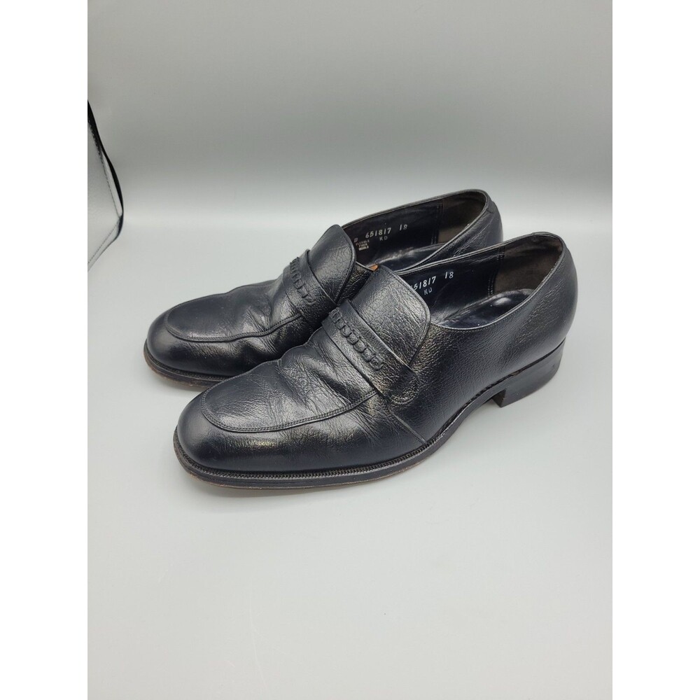 Florsheim 8 D Black Leather Loafers Braided Dress Shoes